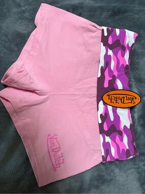 Von Dutch Pink Shorts with Purple-Pink Camo Waistband